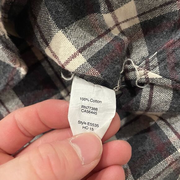 J. Crew Shirt Mens Large Gray Plaid Workshirt Flannel Heavy Cotton Vintage 90s - Picture 5 of 7